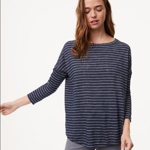 SALE LOFT Maternity Striped Navy Dolman Tee